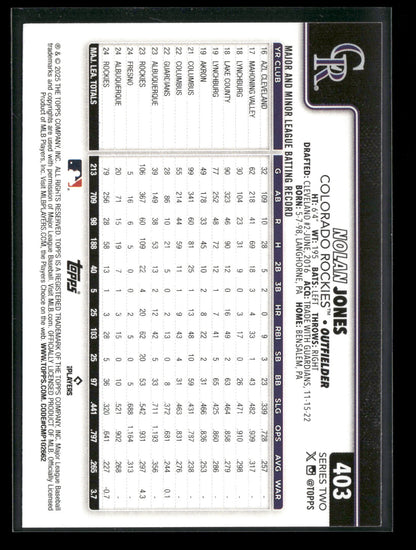 2025 Topps Series 2 Baseball Nolan Jones #403