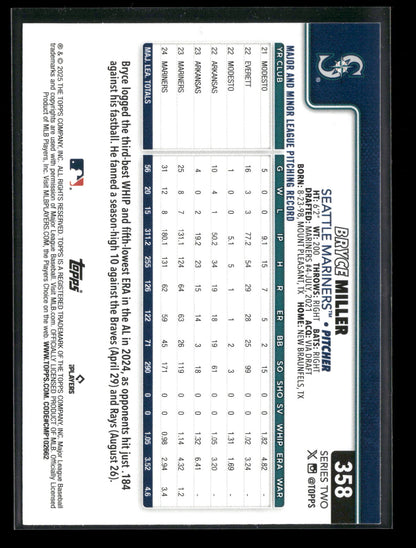2025 Topps Series 2 Baseball Bryce Miller #358
