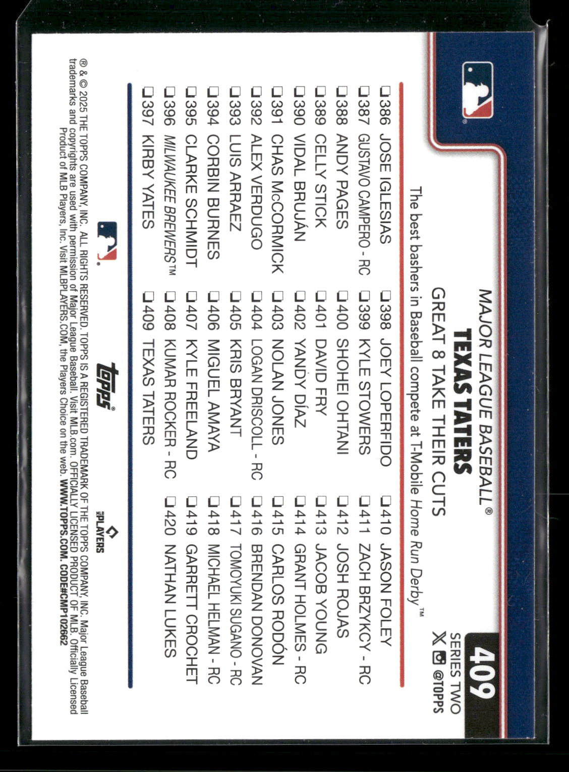 2025 Topps Series 2 Baseball Texas Taters #409