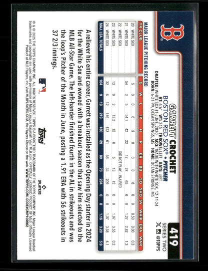 2025 Topps Series 2 Baseball Garrett Crochet #419