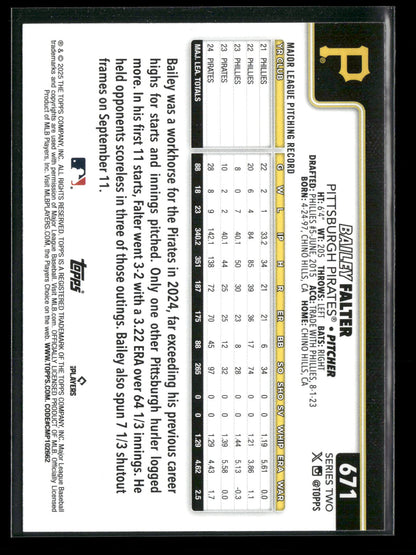 2025 Topps Series 2 Baseball Bailey Falter #671