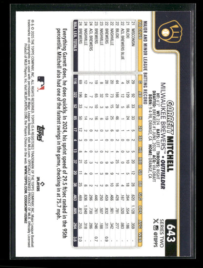 2025 Topps Series 2 Baseball Garrett Mitchell #643