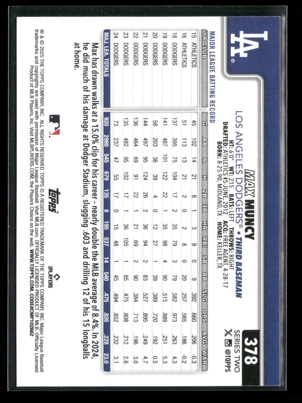 2025 Topps Series 2 Baseball Max Muncy #378