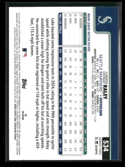 2025 Topps Series 2 Baseball Luke Raley #534