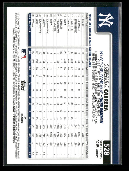 2025 Topps Series 2 Baseball Oswaldo Cabrera #528