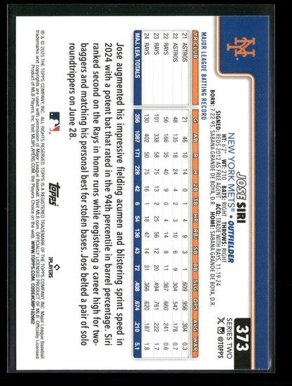 2025 Topps Series 2 Baseball Jose Siri #373