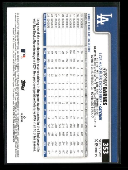 2025 Topps Series 2 Baseball Austin Barnes #353