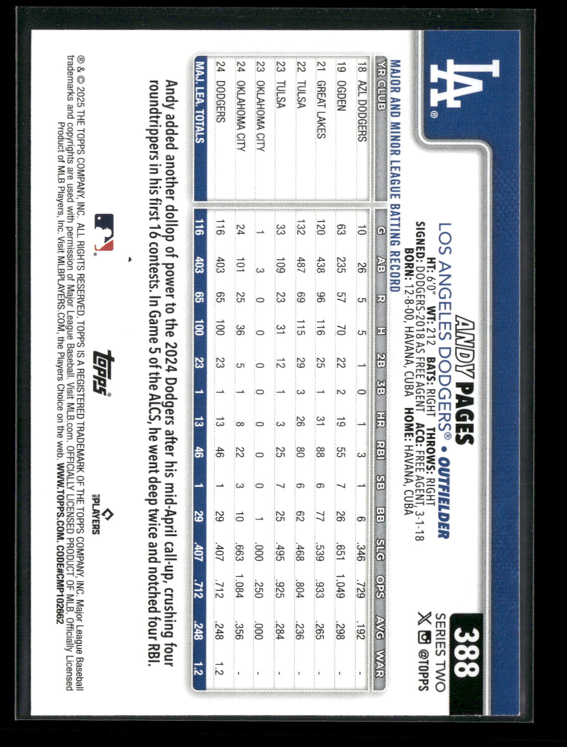 2025 Topps Series 2 Baseball Andy Pages #388