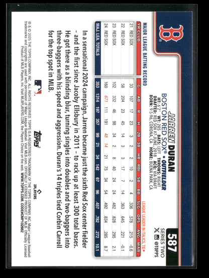 2025 Topps Series 2 Baseball Jarren Duran #587