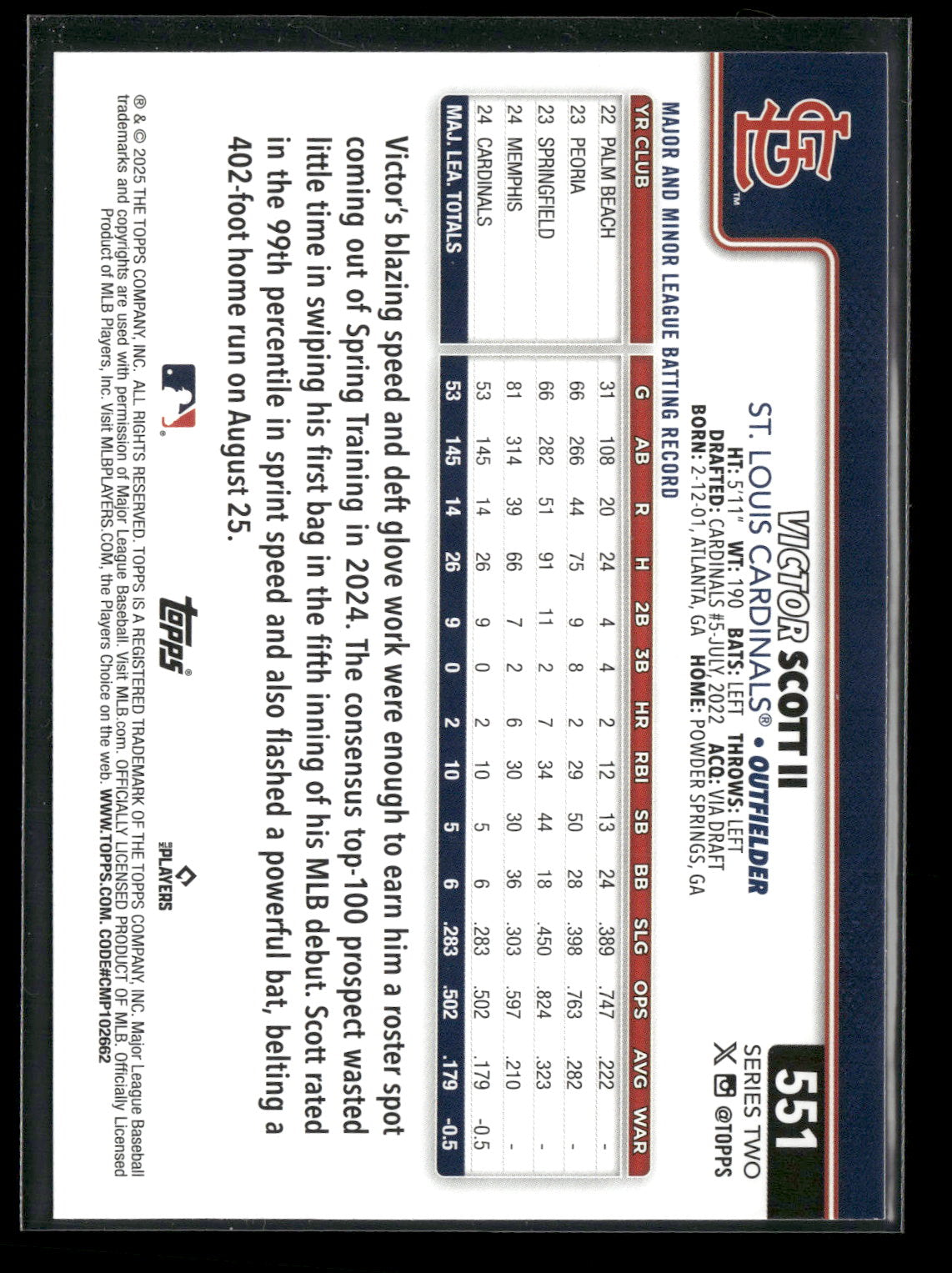 2025 Topps Series 2 Baseball Victor Scott II #551