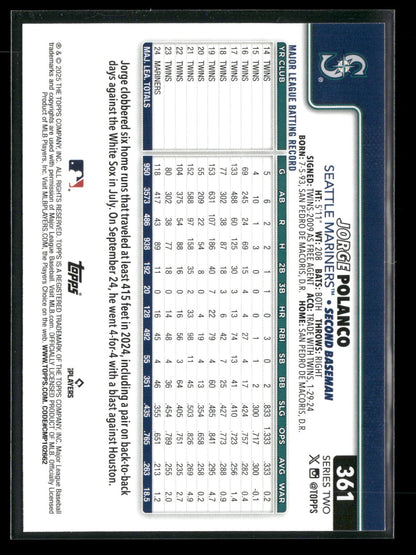 2025 Topps Series 2 Baseball Jorge Polanco #361
