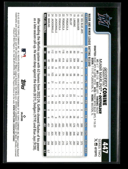 2025 Topps Series 2 Baseball Griffin Conine #447 RC
