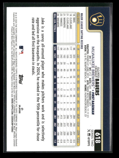 2025 Topps Series 2 Baseball Jake Bauers #618