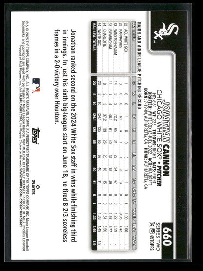 2025 Topps Series 2 Baseball Jonathan Cannon #660
