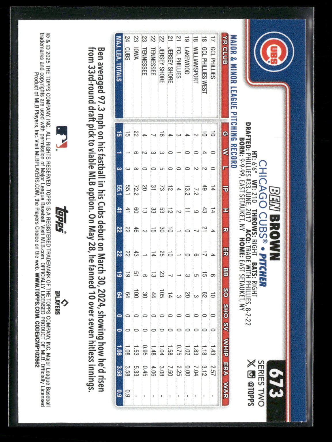 2025 Topps Series 2 Baseball Ben Brown #673
