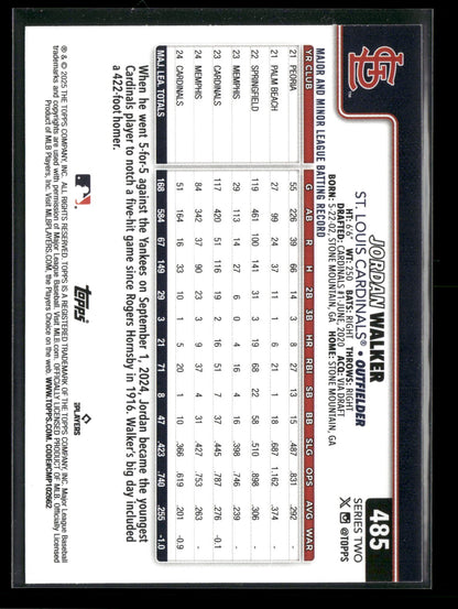 2025 Topps Series 2 Baseball Jordan Walker #485