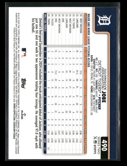 2025 Topps Series 2 Baseball Jackson Jobe #490 RC