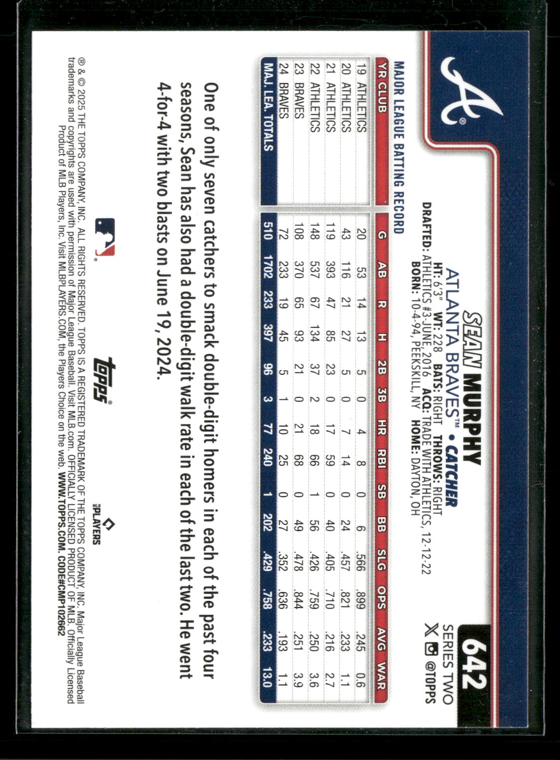 2025 Topps Series 2 Baseball Sean Murphy #642