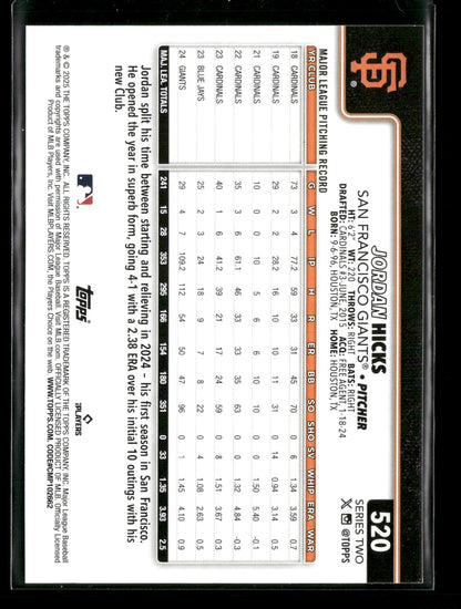 2025 Topps Series 2 Baseball Jordan Hicks #520