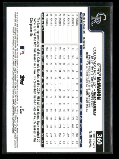 2025 Topps Series 2 Baseball Ryan McMahon #360