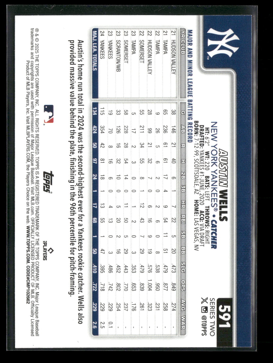 2025 Topps Series 2 Baseball Austin Wells #591