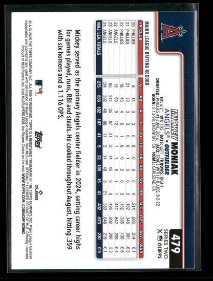 2025 Topps Series 2 Baseball Mickey Moniak #479