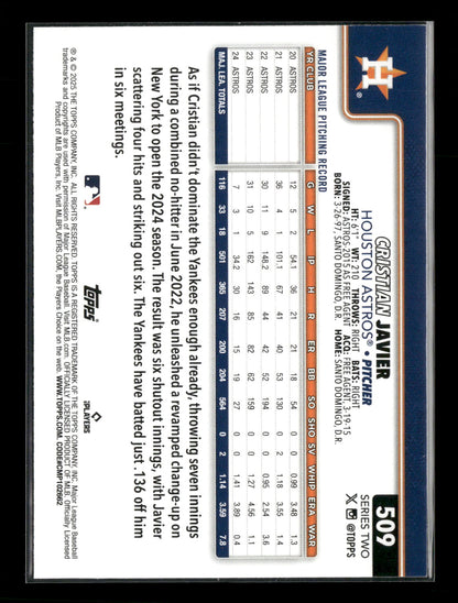 2025 Topps Series 2 Baseball Cristian Javier #509