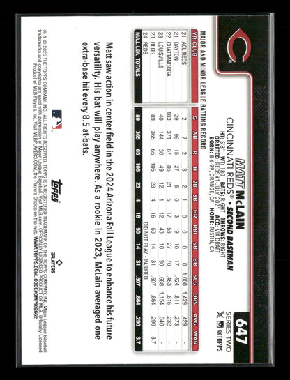 2025 Topps Series 2 Baseball Matt McLain #647
