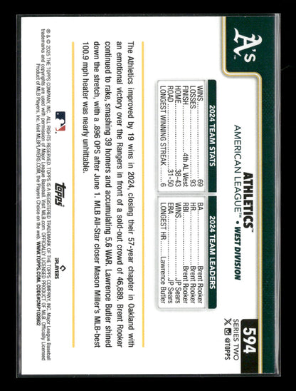 2025 Topps Series 2 Baseball Oakland Athletics Team Card #594