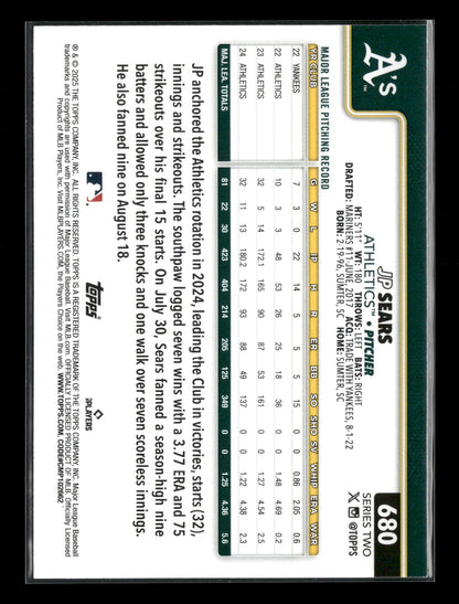 2025 Topps Series 2 Baseball JP Sears #680