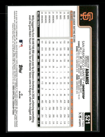 2025 Topps Series 2 Baseball Willy Adames #521