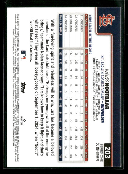 2025 Topps Series 1 Baseball Lars Nootbaar #203