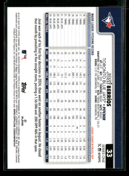 2025 Topps Series 1 Baseball José Berríos #33