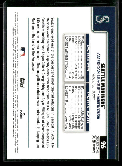 2025 Topps Series 1 Baseball Seattle Mariners Team Card #96