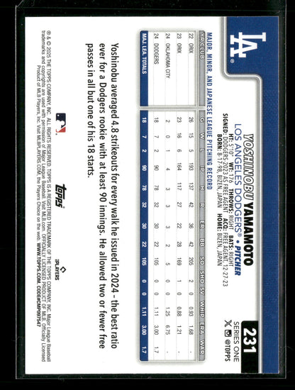 2025 Topps Series 1 Baseball Yoshinobu Yamamoto #231