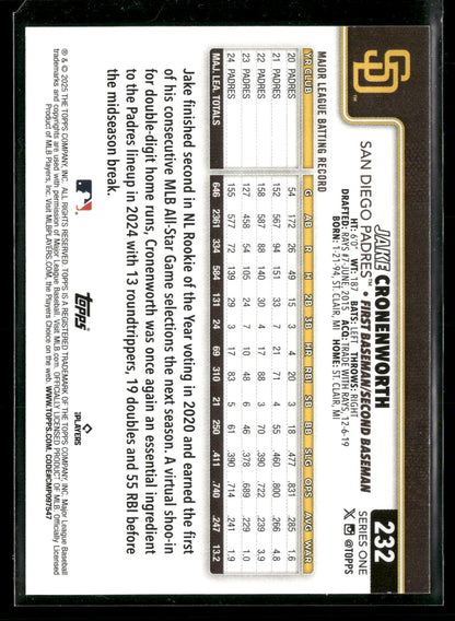 2025 Topps Series 1 Baseball Jake Cronenworth #232