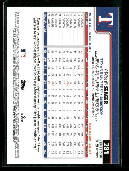 2025 Topps Series 1 Baseball Corey Seager #281