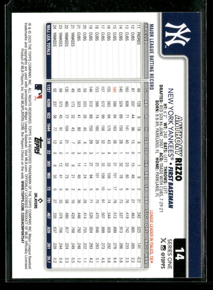 2025 Topps Series 1 Baseball Anthony Rizzo #14