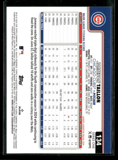 2025 Topps Series 1 Baseball Jameson Taillon #134