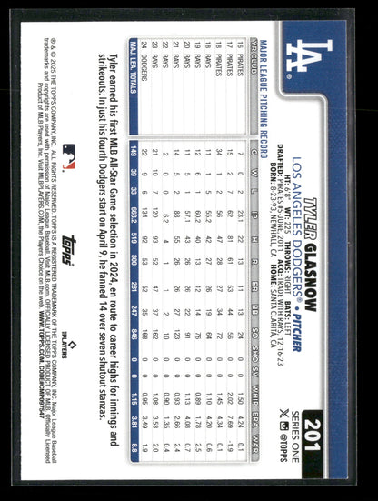 2025 Topps Series 1 Baseball Tyler Glasnow #201