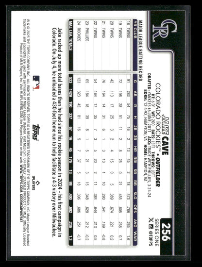 2025 Topps Series 1 Baseball Jake Cave #256