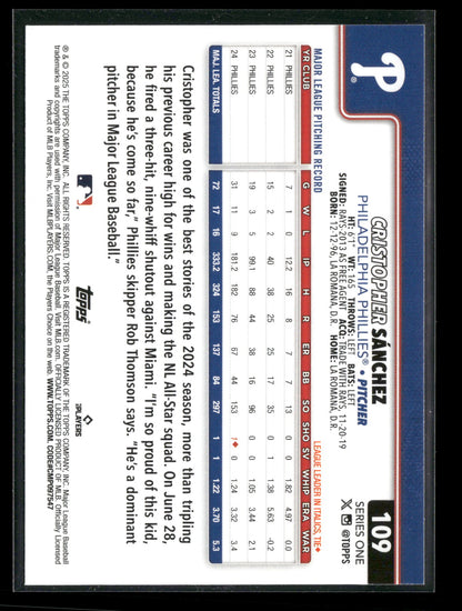 2025 Topps Series 1 Baseball Cristopher Sánchez #109