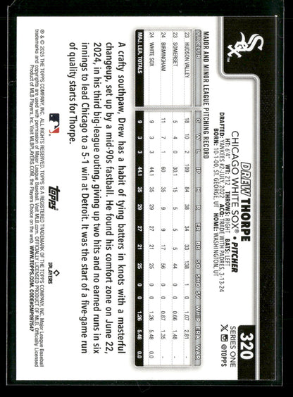 2025 Topps Series 1 Baseball Drew Thorpe #320 RC