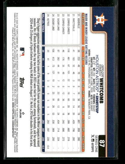 2025 Topps Series 1 Baseball Shay Whitcomb #87 RC