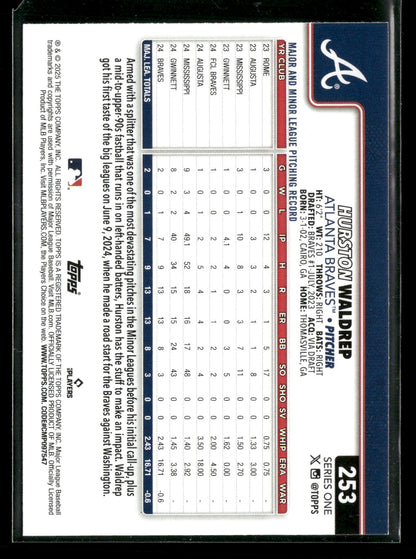 2025 Topps Series 1 Baseball Hurston Waldrep #253 RC