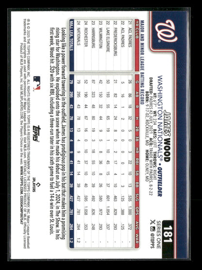 2025 Topps Series 1 Baseball James Wood #181 RC