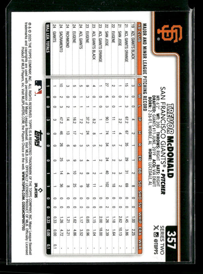 2025 Topps Series 2 Baseball Trevor McDonald #357 True Photo Variation RC