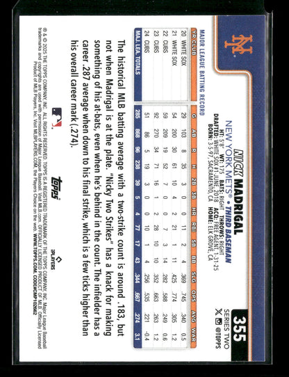 2025 Topps Series Two Nick Madrigal #355 Holo Foil