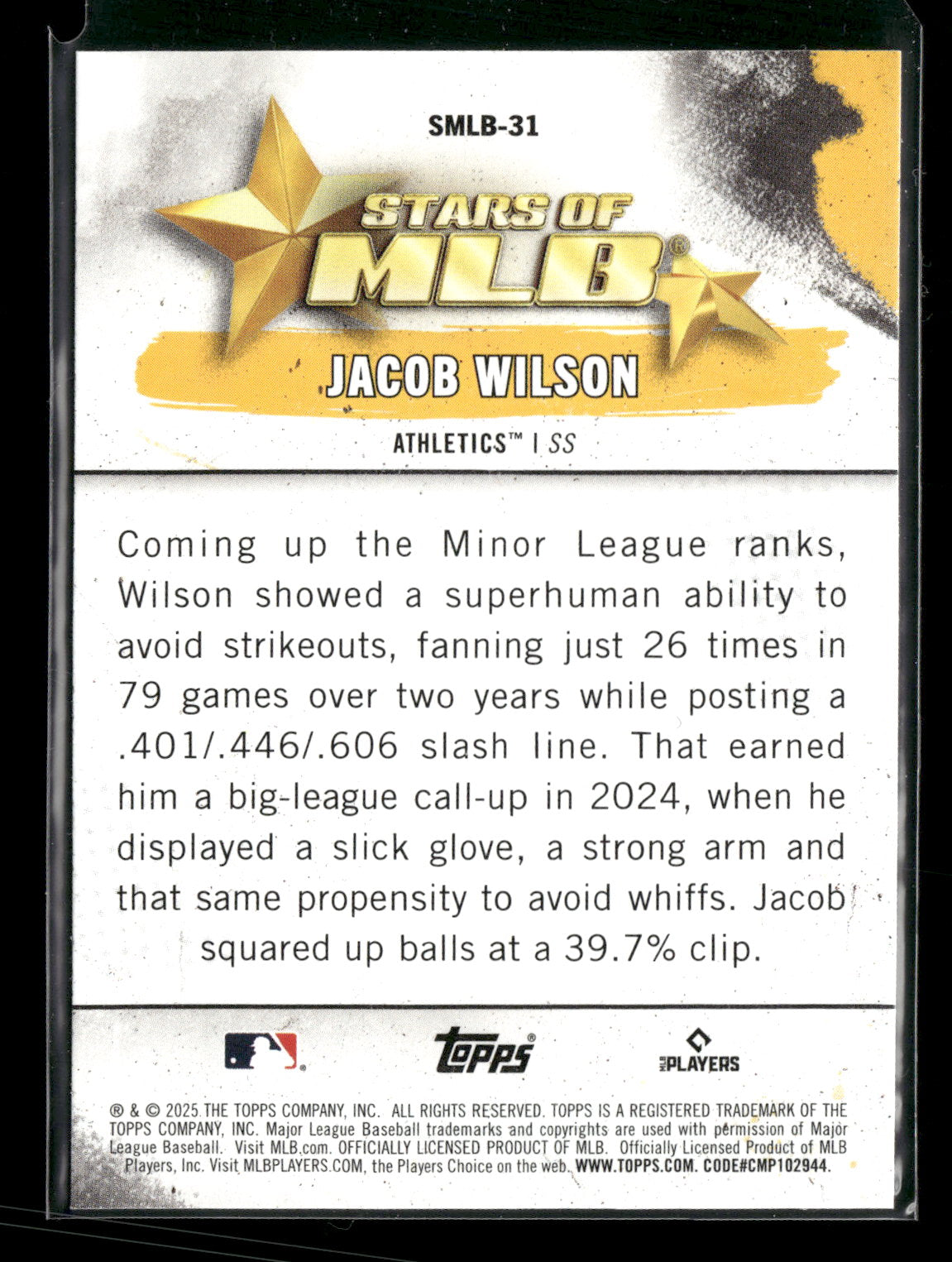 2025 Topps Stars of MLB Jacob Wilson #SMLB-31 RC