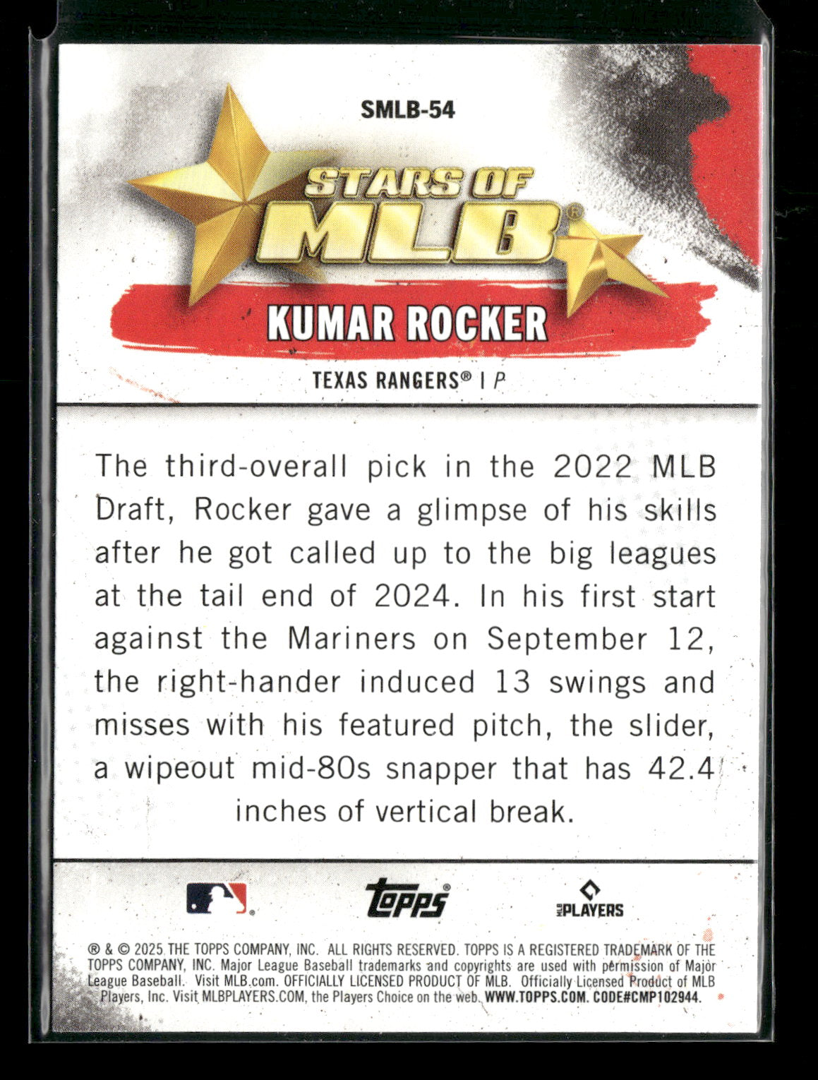 2025 Topps Stars of MLB Kumar Rocker #SMLB-54